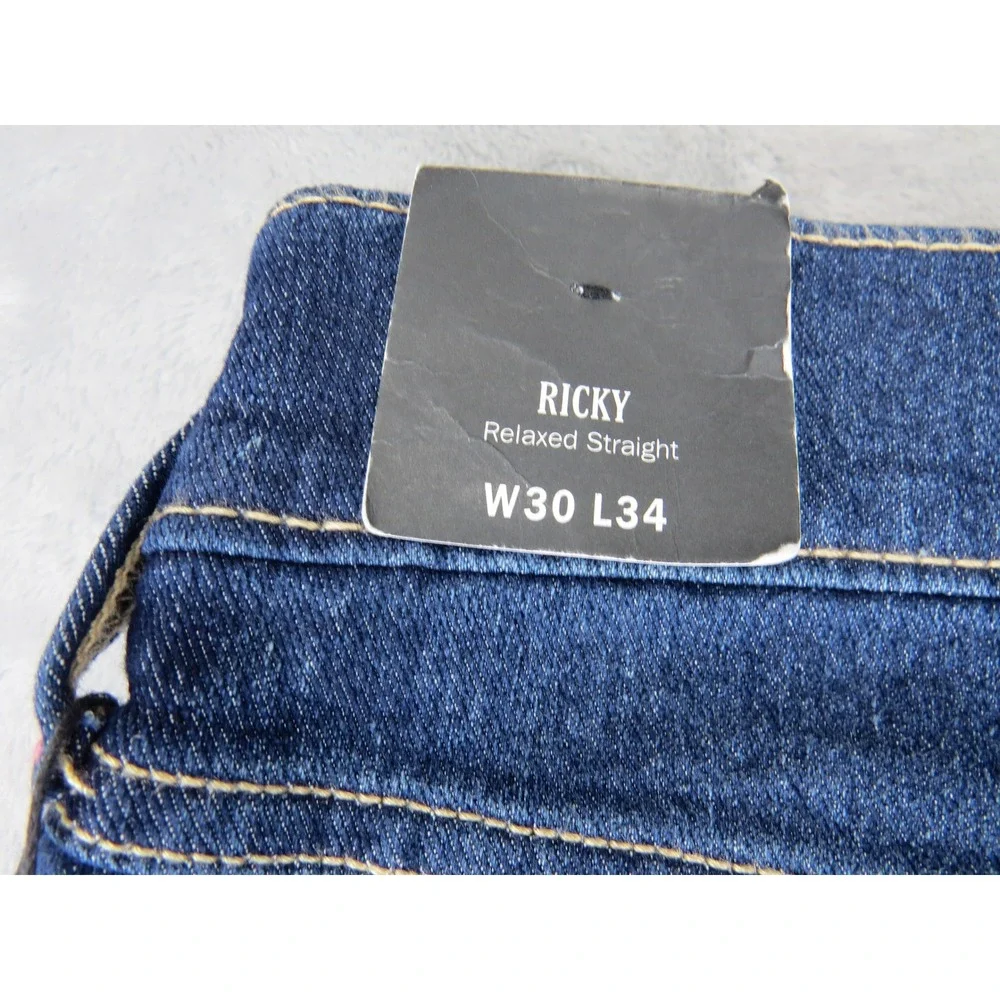 True Religion Ricky Relaxed Straight Men's Jeans W30 L34 Dark Wash NWT‎ Denim